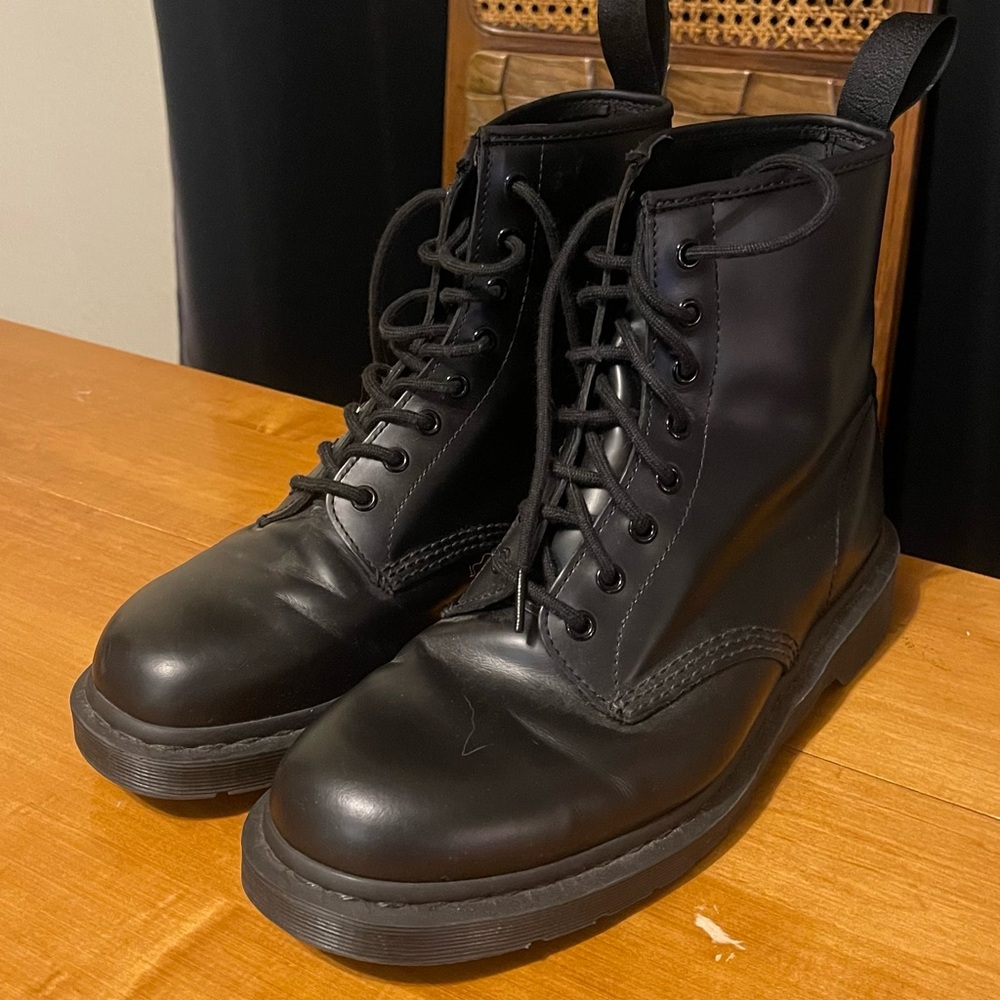 Black Leather Lace-Up Boots